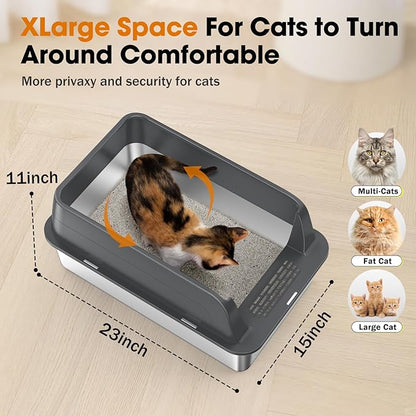 2PACK Stainless Steel Litter Box, Extra Large Litter Boxes - Image 3