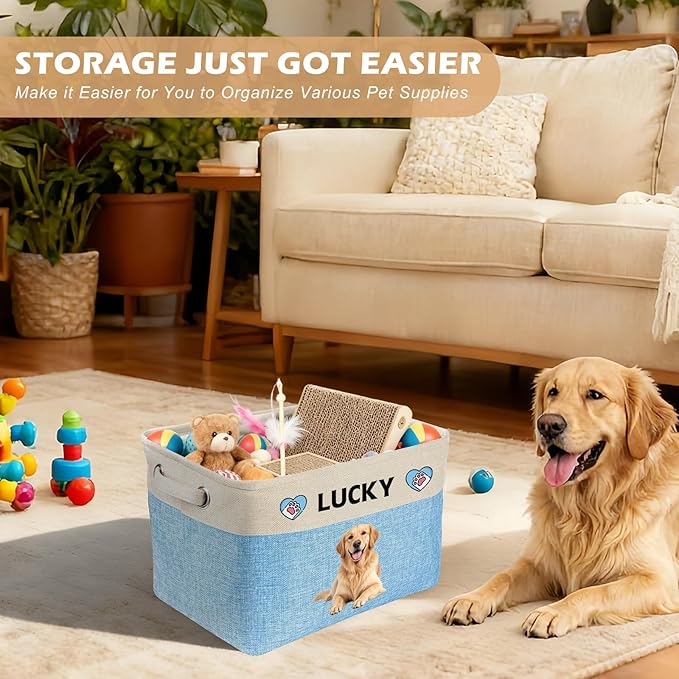 Personalized Dog Toy Storage Basket Custom Collapsible Toy Bin - Image 6