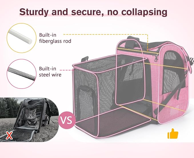 Pecute Cat Backpack Carrier Expandable, Pet Backpack - Image 2