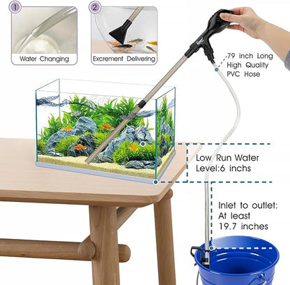 hygger Small Gravel Vacuum for Aquarium, Manual 80GPH Aquarium Gravel Cleaner - Image 4