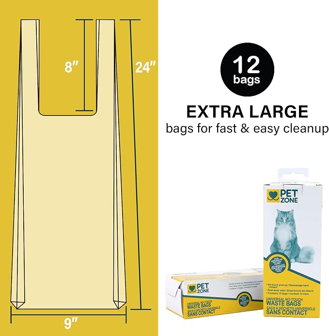 Pet Zone Universal No-Touch Cat Litter Bags & Waste Bag 12 Pack - Image 2