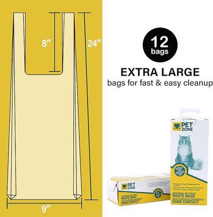 Pet Zone Universal No-Touch Cat Litter Bags & Waste Bag 12 Pack - Image 2