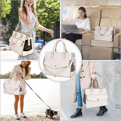Stylish Pet Carrier Purse Leather Bag - Image 7