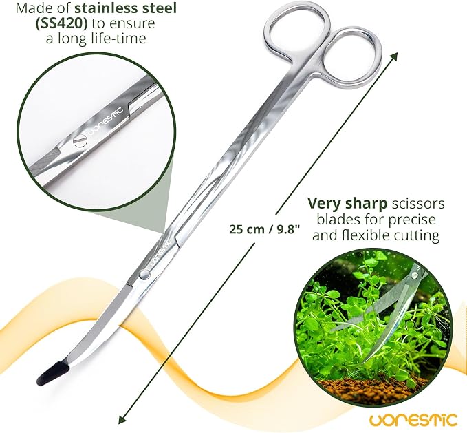 VORESTIC 4Pcs Aquascaping Tools, Stainless Steel Aquarium Tweezers, Scissors - Image 3