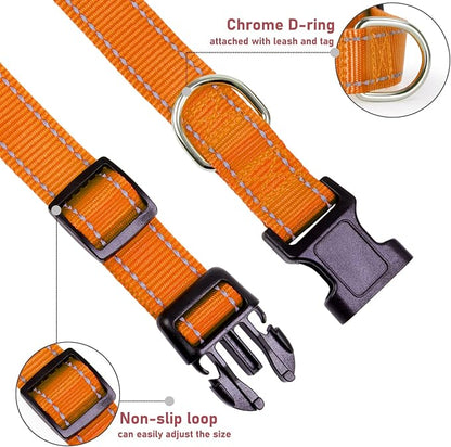 Reflective Dog Collar with Buckle Adjustable Safety Nylon Collars - Image 3
