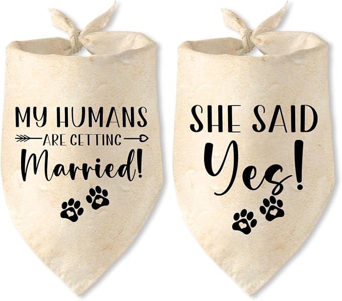 Engagement Gifts My Humans are Getting Married! SHE Said Yes! Pet Bandana Scarf by JAmuruwt