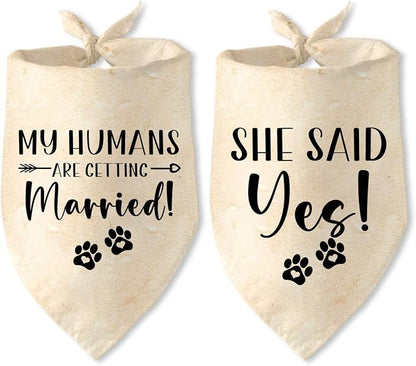 Engagement Gifts My Humans are Getting Married! SHE Said Yes! Pet Bandana Scarf by JAmuruwt