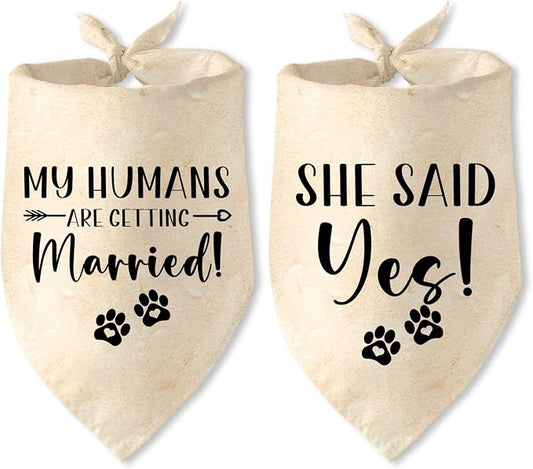 Engagement Gifts My Humans are Getting Married! SHE Said Yes! Pet Bandana Scarf by JAmuruwt