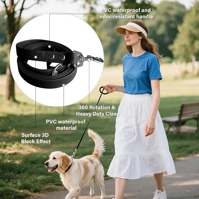 4.2FT Dog Collar and Leash Set, PVC Waterproof Adjustable Odor Proof Pet - Image 7
