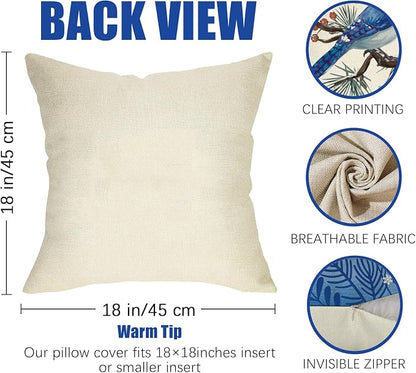 Fahrendom Hello Winter Bluebird Decorative Throw Pillow Covers 18x18 Set of 4 - Image 2