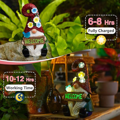 Solar Gnome with Wlecome Decor for Yard Decorations - Image 3