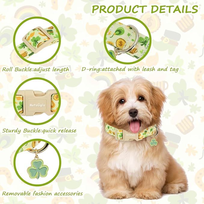 St. Patrick's Day Dog Collar, Light Green Puppy Collar - Image 3