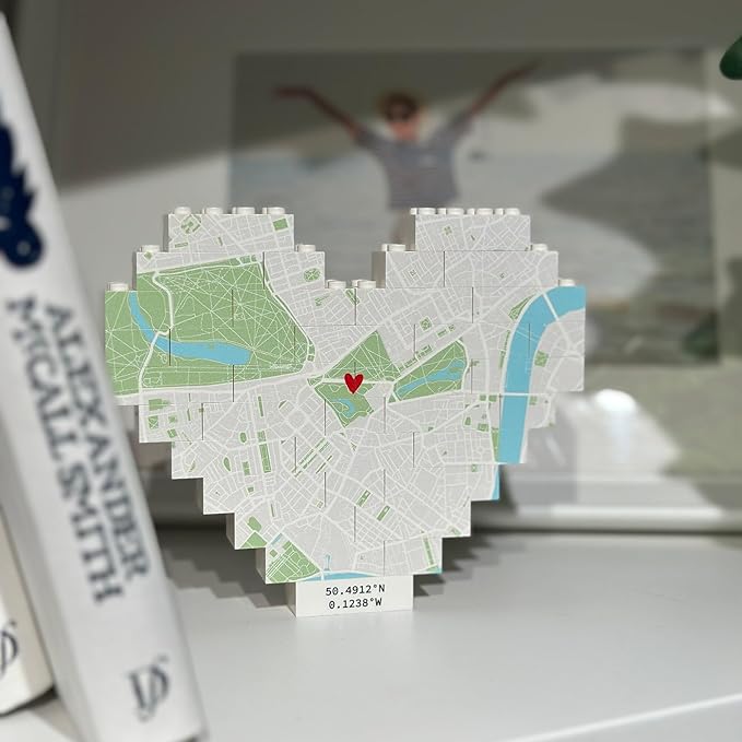 NAZENTI Personalised Map Print Heart Building Block, Wedding Present, - Image 2