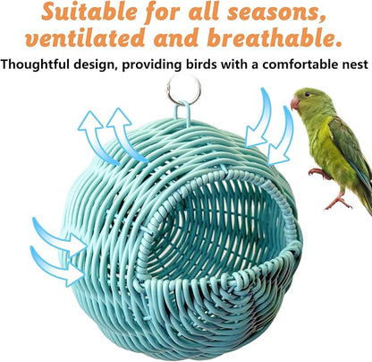 BNOSDM Rattan Parrot Nesting House Bird Nest Parakeet Hanging Swing Soft - Image 5
