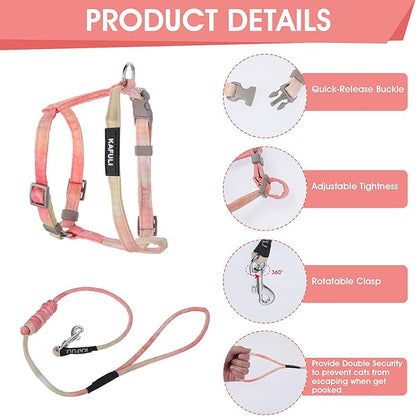 TIESOME Cat Harness and Leash Set, Adjustable Gradient Kitten Harness Escape - Image 4