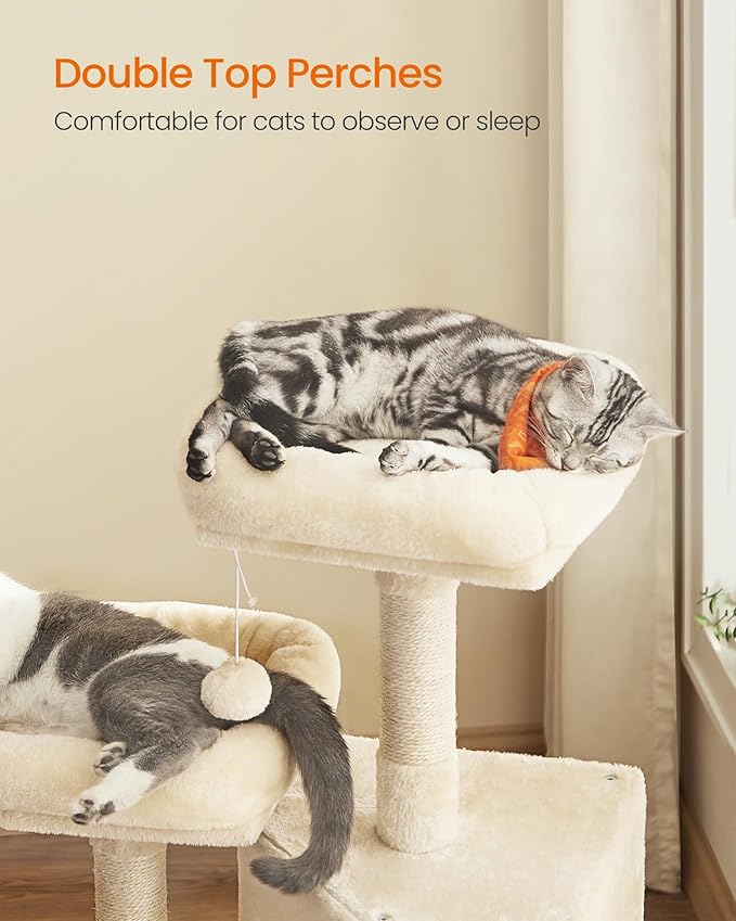 Feandrea Cat Tree, 45.3-Inch Cat Tower, Plush Condo - Image 3