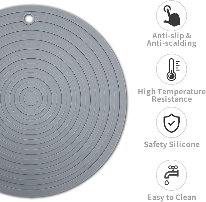 Fhiny 3PCS Silicone Pet Food Mat, 9.5" Round Waterproof Non-Slip Dog Cat Bowl - Image 3