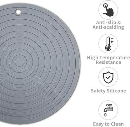 Fhiny 3PCS Silicone Pet Food Mat, 9.5" Round Waterproof Non-Slip Dog Cat Bowl - Image 3