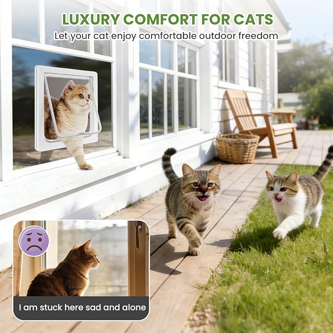 Cat Door for Window, 4 Locking Modes for Safety Cat Window Door, Fits 14"-28" - Image 9