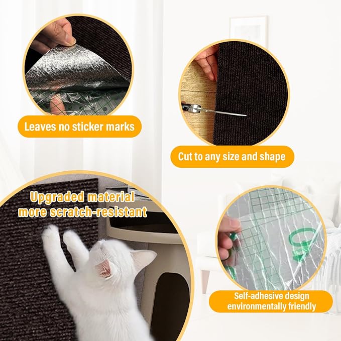 Cat Scratch Mat, 118.5"x17.4" Trimmable Self-Adhesive Cat Scratch Furniture - Image 7