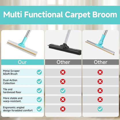 Carpet Rake for Pet Hair Removal Tool, Reusable Pet Hair Remover Broom - Image 2