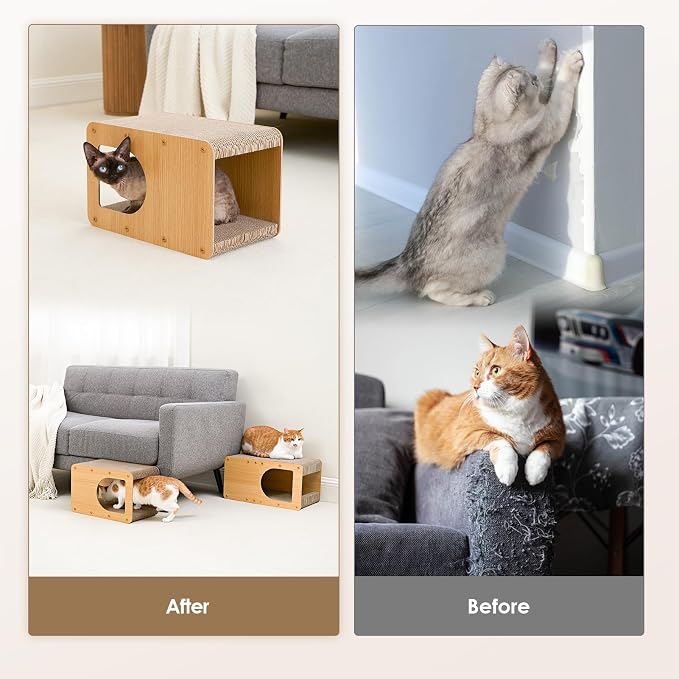 EHEYCIGA Cardboard Cat Scratcher House, 17-Inch Corrugated Cat Scratcher - Image 3