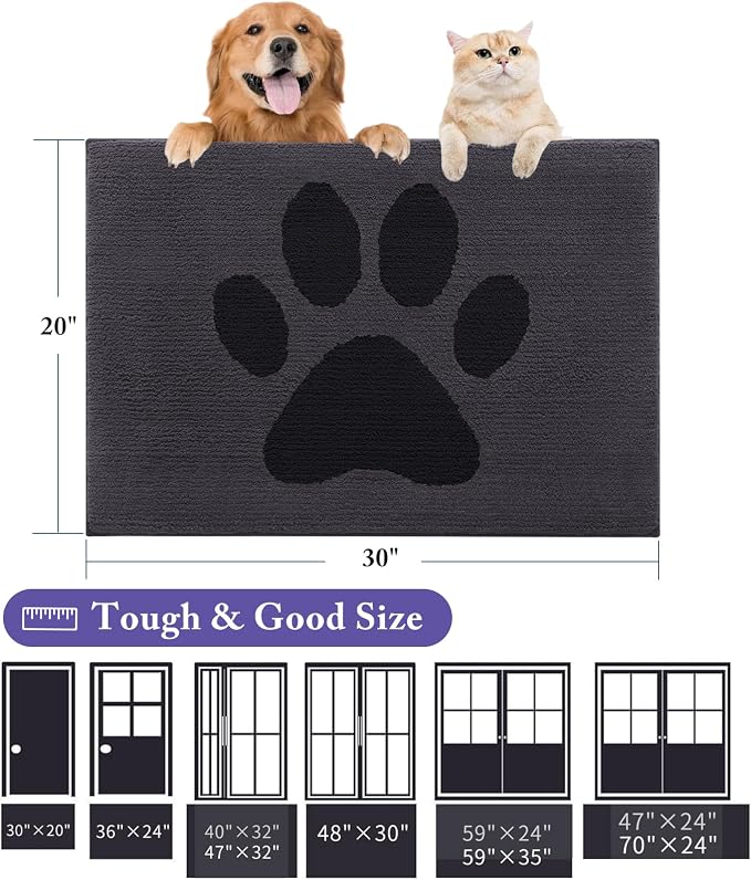 Buganda Dog Door Mat for Muddy Paws, Absorbent Dirt Trapper Non Slip Indoor - Image 2