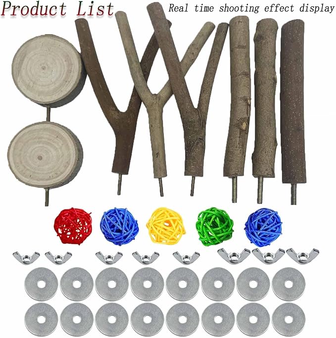 8 PCS Natural Wood Bird Perches Stand - Image 8