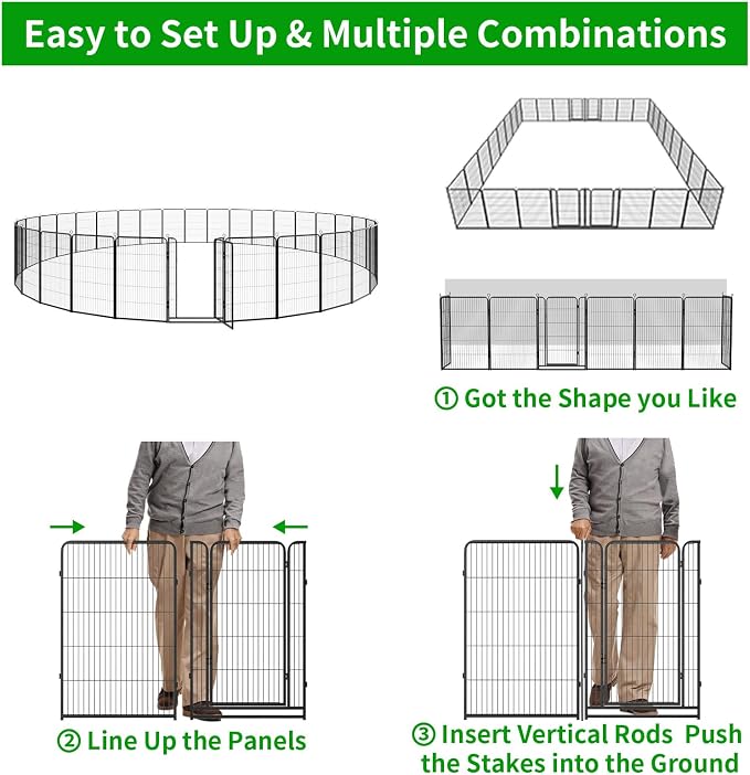 Dog Playpen Outdoor Extra Wide 32 Piece Panels Heavy Duty Dog Fence 47" Height - Image 8