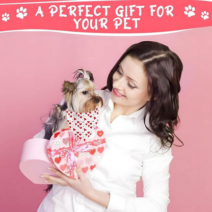 Heart Dog Bandana, 2 Pack Adjustable Holiday Party Birthday Pets Heart Bandana - Image 4