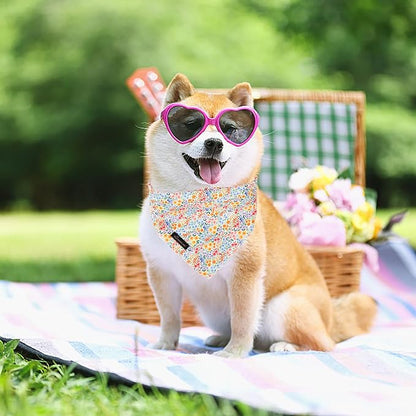 ARING PET Girl Dog Bandana, Spring Summer Daisy Floral Pet Bandana Scarf - Image 4