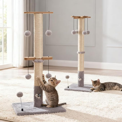 PAWSFANS Cat Scratching Post for Indoor Cats and Kittens, 30inches Tall Sisal - Image 2