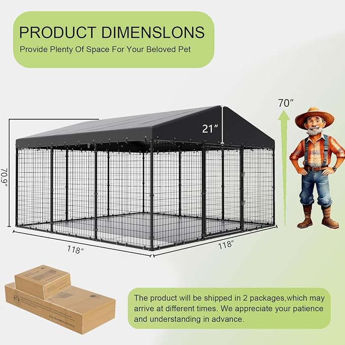 Gotland Dog Kennel Outdoor 10 x10 x6 FT, Dog Cage Outdoor - Image 3