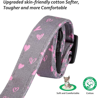 Cotton Handmade Dog Collar Cute and Distinctive Patterns Grey Heart - Image 4