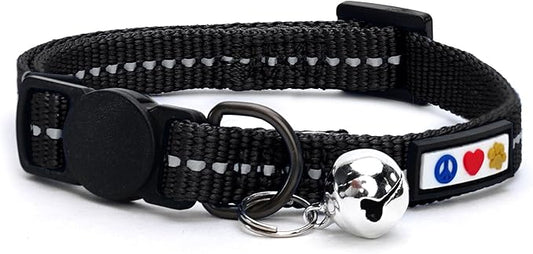 Pawtitas Recycled Black Reflective Cat Collar – Eco-Friendly Breakaway Safety by Pawtitas