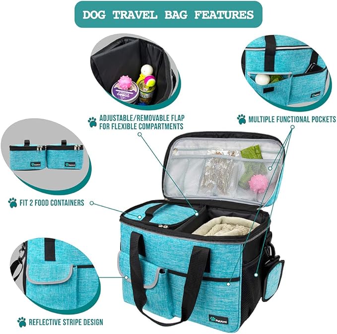 PetAmi Dog Travel Bag, Travel Pet Bag Organizer, Dog Food Travel Bag - Image 4