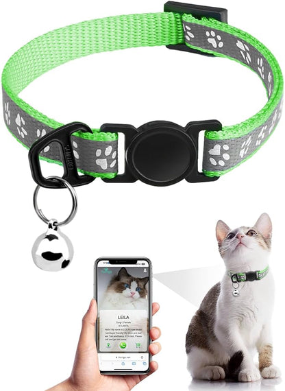 Cat Collar Breakaway with QR Code Name Tag, Reflective Kitten Collars with Bell by FURRIGO