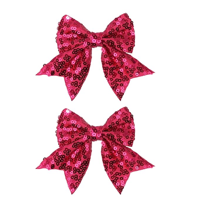 3-inch Sequined Bow Hair Clips For Baby Girls, Kids and Young Women Birthday by Koolgil
