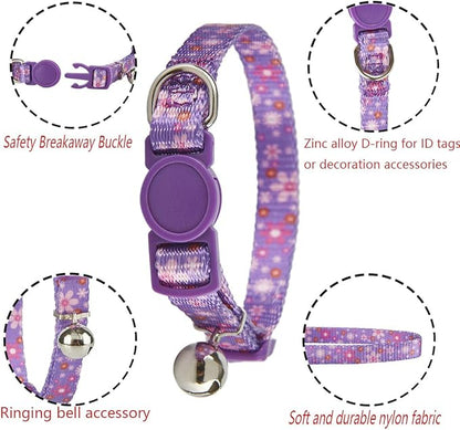 Breakaway Cat Collar with Bell, 2 Pack of Adjustable Floral Cat Collars Cute - Image 4