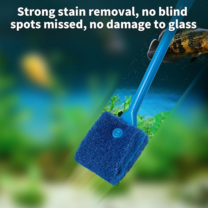 SLSON Aquarium Algae Scraper Double Sided Sponge Brush Cleaner Long Handle Fish - Image 5
