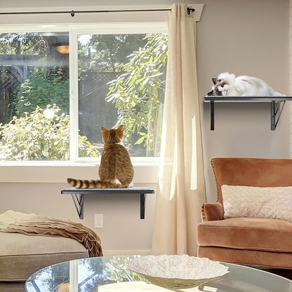 Cat Wall Shelves Set of 2, Wood Cat Shelves - Image 6