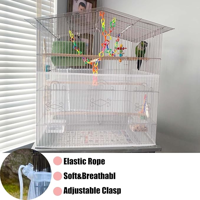 Allazone Bird Cage Seed Catcher, Large Bird Cage Cover, 75-118'' Universal - Image 3