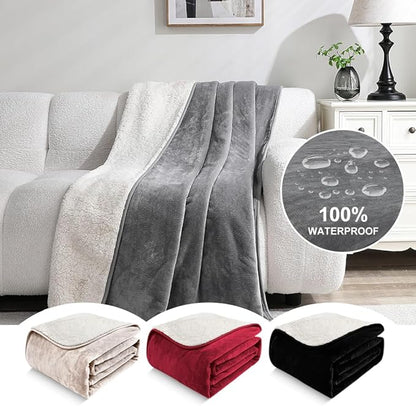 Waterproof Blanket for Beds – Ideal for Couch & Pets Splash Proof Sherpa Throw - Image 2