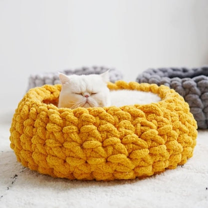 Cat Nest Bed - Premium Self Warming Handwoven Washable Extra Soft Round Cave - Image 7