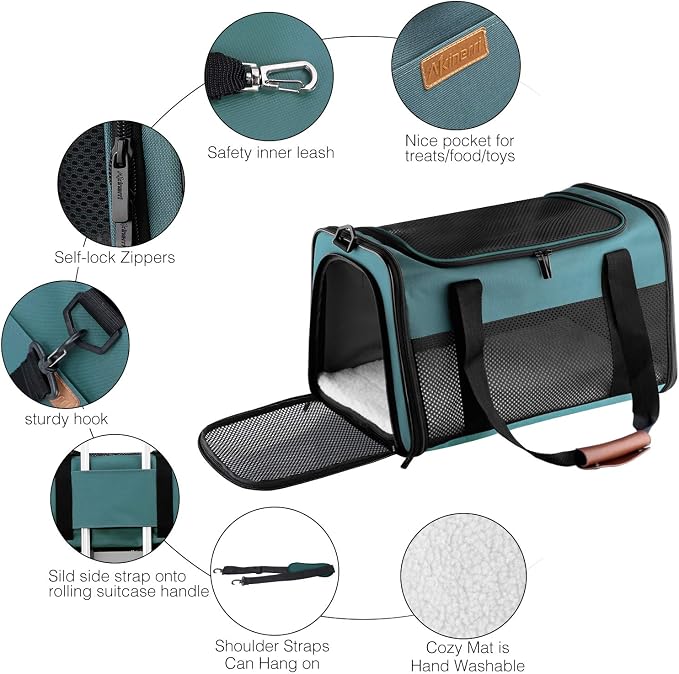 Cat Carrier - Portable Foldable Dog Pet Carrier, Soft-Sided Pet Bag up to 22 Lbs - Image 4