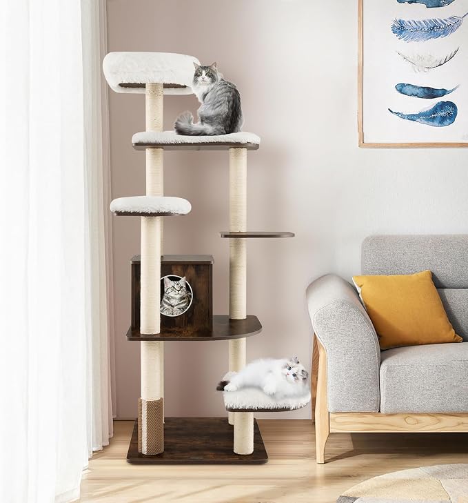PETSITE Tall Cat Tree for Indoor Cats, 71 Inches Multi-Level Modern Cat Tower - Image 2