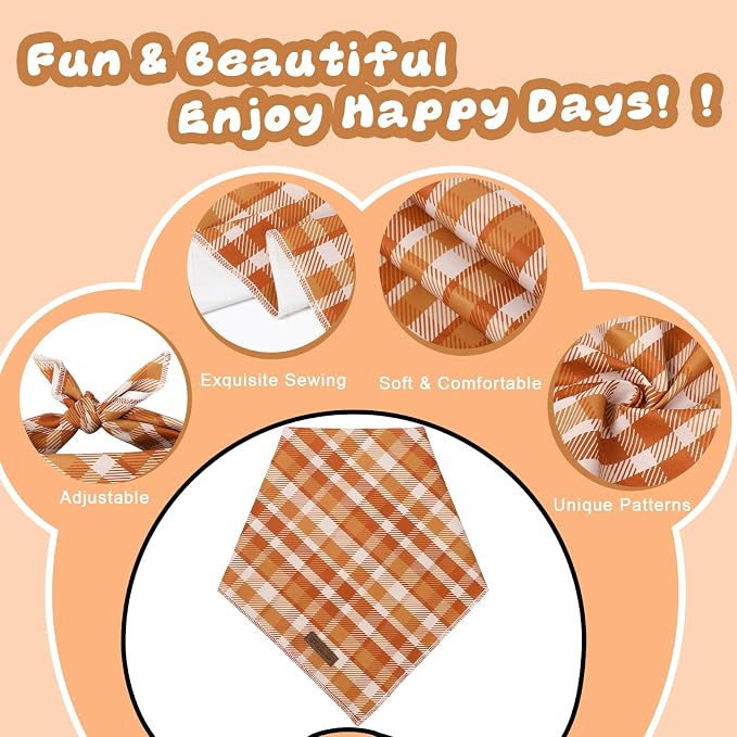 Fall Dog Bandana – Autumn Plaid Triangle Scarf - Image 3