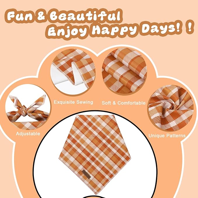 Fall Dog Bandana – Autumn Plaid Triangle Scarf - Image 3