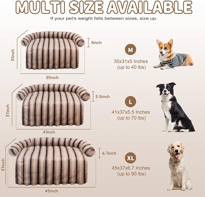 Large Dog Couch Bed, Fluffy Washable Couch Protector - Image 5