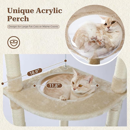 PETEPELA Floor to Ceiling Cat Tree, 92.9''-101.6''Height Adjustable Cat Tower - Image 3